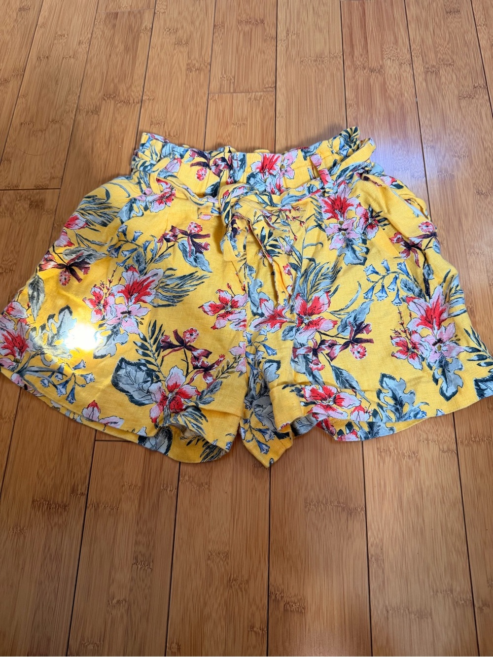 Zara Yellow Floral Waist Women's Shorts